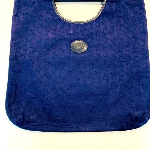 VINTAGE Celine Jacquard C Fabric & Leather Handbag Tote